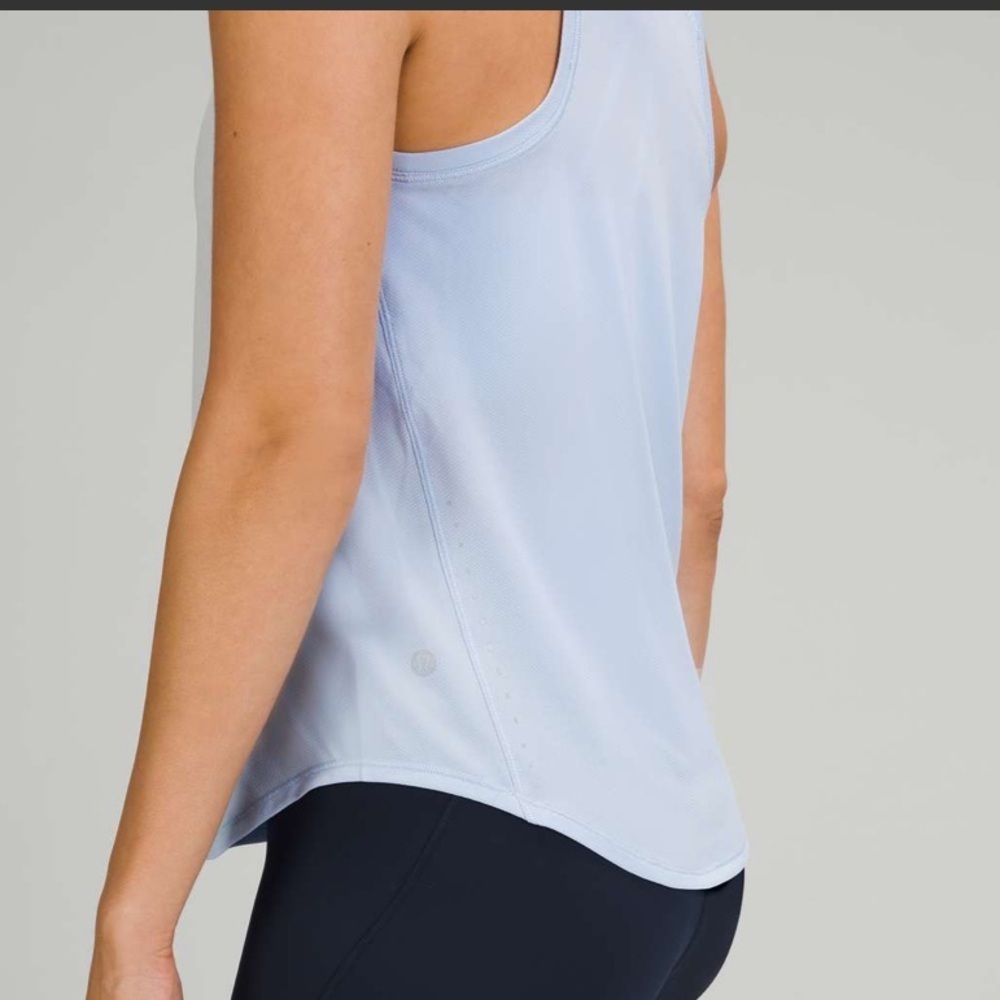 lululemon athletica Women's Blue Linen High Neck Running Tank Top - Picture 3 of 6